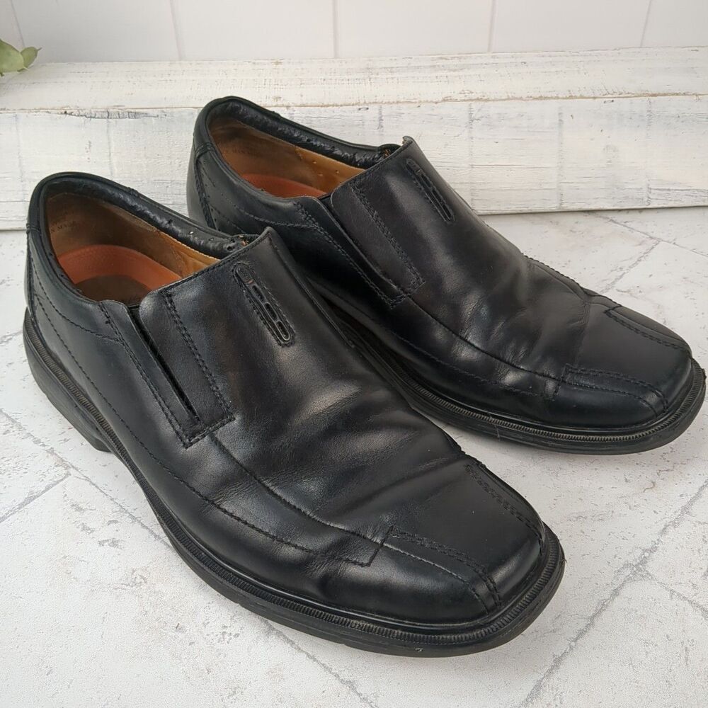 Clarks Unstructured Sheridan Men's 9M Black Leather Loafer Slip-On Shoes